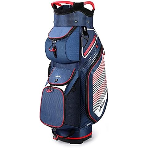 Cart Golf Bag 14 Way Divider Golf Push Cart Bag for Men Cart Bags with Cooler, Backpack Strap and Dust Cover, Portable Golf Carry Bag for Men & Women (Blue) Cover