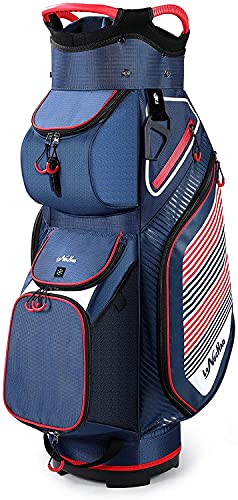 Cart Golf Bag 14 Way Divider Golf Push Cart Bag for Men Cart Bags with Cooler, Backpack Strap and Dust Cover, Portable Golf Carry Bag for Men & Women