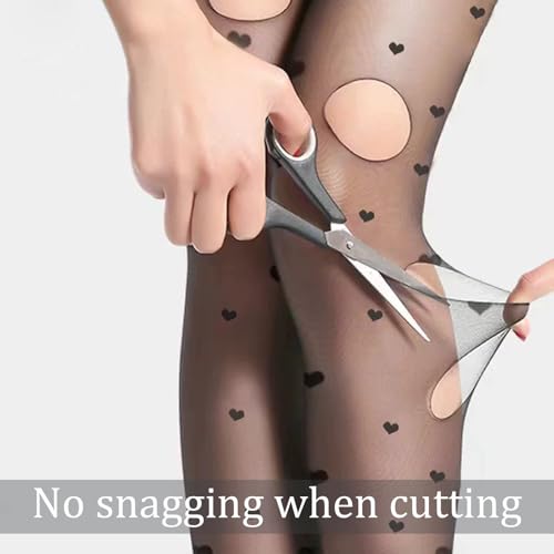 3 Pairs Patterned Tights for Women Sheer Ultra Thin High Waist Pantyhose Heart, Polka Dots, Bow2