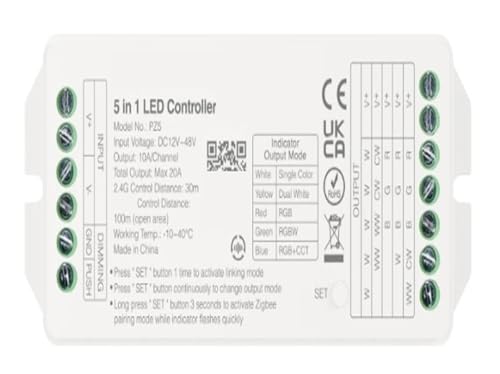 Contrôleur LED 5in1 PZ5 DC12V-48V 20A pour ruban RGB CCT
