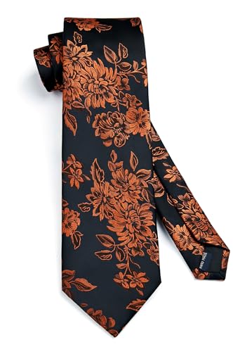 Image of Enlision Ties for Men Floral Tie Handkerchief Cufflinks Set Formal Flower Classic Mens Necktie & Pocket Square Wedding