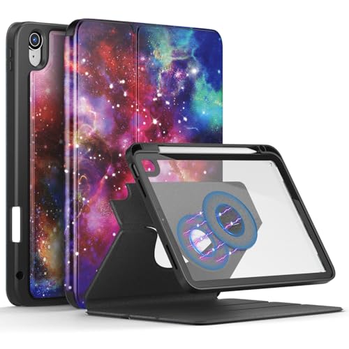 DINGGUAGUA Case for iPad (A16) 11th Generation 11 Inch 2025, iPad 10th Generation 10.9 Inch 2022 with Built-in Pencil Holder Cover with Detachable Clear Back Shell, Auto Wake/Sleep,Galaxy