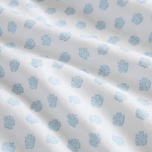 Image of Nautica - Sheet Set, Breathable & Cooling Microfiber Bedding with Matching Pillowcases, Deep Pocket, Fully Elasticized (Coastal Coral Ocean Breeze Blue, Full)