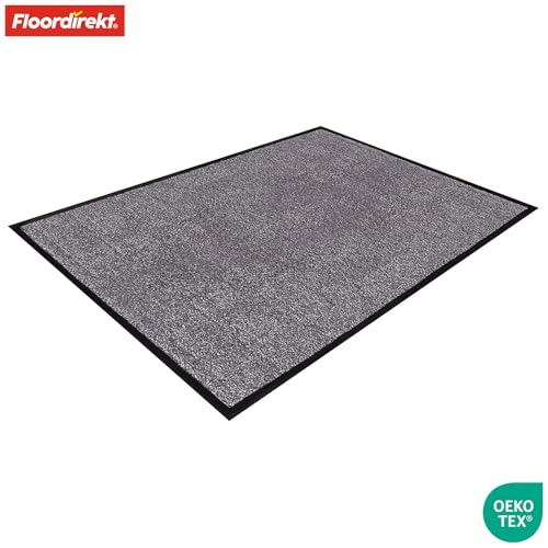 Floordirekt Schmutzfangmatte Rhine - waschbare & leistungsstarke Fußmatte - Sauberlaufmatte mit Rutschfester Rückseite - Türmatte für den Eingangsbereich (Grau (Sparrow), 90 cm x 120 cm)
