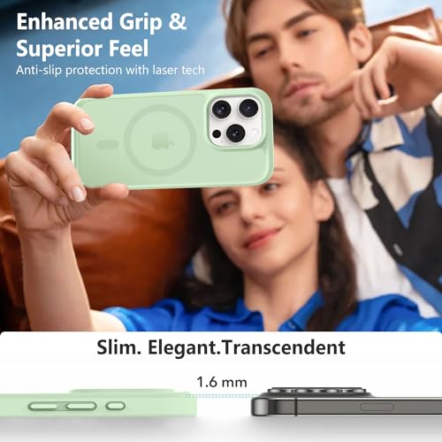 Image of MOCCA Magnetic Shockproof for iPhone 15 Pro Case,Light Green | 13ft Drop Tested | Compatible with MagSafe | Anti-Slip Matte Finish | Raised Camera & Screen Lip | Ultra-Slim Design