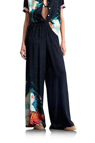 Pantalon noir pour femme Desigual fluide et confortable au quotidien