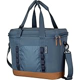 CleverMade Pacifica Cooler Bag; Soft Sided Insulated, Collapsible Leakproof 30 Can Lunchbox with Bottle Opener & Shoulder Strap, Made From Recycled Materials, Ocean