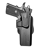 OWB Holster Paddle Polymer Fit: Sig Sauer 1911 / Springfield Operator 1911-A1 / Kimber 1911 5in - Outside Waistband Open Carry Holster Safety Lock, Angle Adjustable 1.5' - 2' Belt Adjustable - Right