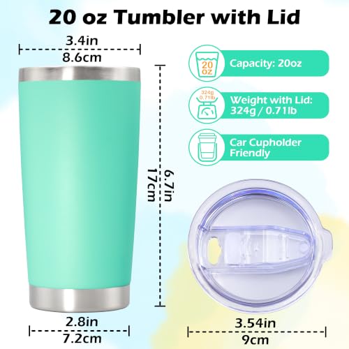 Image of 20oz Tumbler Insulated Tumblers Vacuum Coffee Mug with Lid LightBlue 12Pack