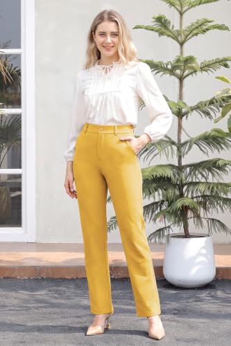 Image of Bamans Dress Pants Women Work Business Office Straight Leg Slacks