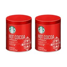 Starbucks Hot Cocoa Mix for Rich Chocolate Flavor and Cozy Beverages, Peppermint Hot Cocoa with Cool Peppermint Taste, 7 Ounce Tin Pack of 2