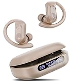 occiam Active Noise Cancelling Wireless Earbuds Bluetooth Headphones Ear Buds 96Hrs Playback Clear Call Waterproof Earphones with Ear Hook Microphones for Sport Running (Off-White Standard)