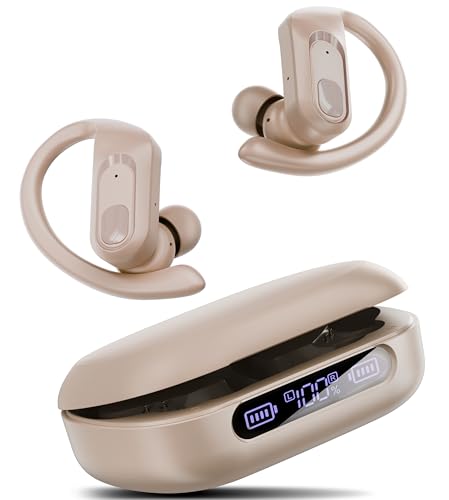 Image of occiam Active Noise Cancelling Wireless Earbuds Bluetooth Headphones Ear Buds 96Hrs Playback Clear Call Waterproof Earphones with Ear Hook Microphones for Sport Running Off-White