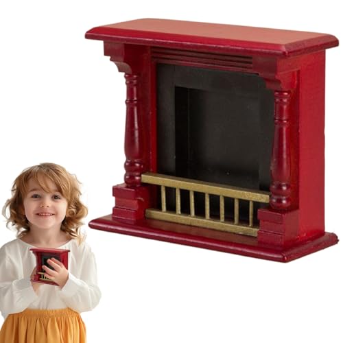 Chimenea miniatura 1:12 de madera para decoración navideña de hogar 5