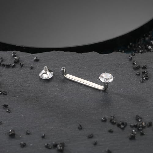 Xpircn 14G 16mm Titanium Surface Piercing Jewelry Flat Bar CZ Staple Barbell Internally Threaded Surface Tragus Staple Bar Piercing Jewelry by Xpircn - Used condition - Image 7