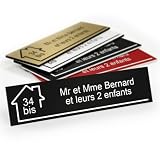 Plaque gravée pour nom et numéro boîte aux lettres autocollante 10x2,5cm personnalisée 1 à...