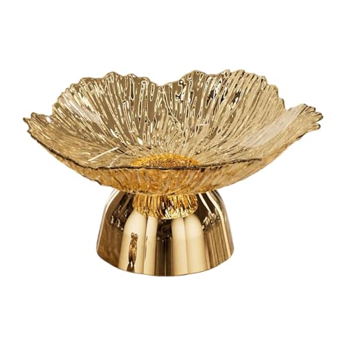 AFXGUSD Decorative Pedestal Bowl Dish Holder Dessert Display Stand Decor Fruit Basket Serving Tray for Drawing Room Housewarming Gift, Gold