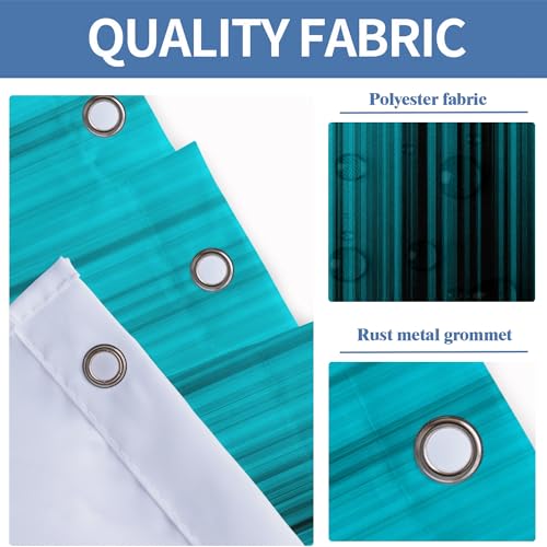 Image of AAtter Teal and Black Shower Curtain Standard Turquoise Aqua Ombre Abstract Striped Gothic Mens Blue Unique Funny Art Home Bathroom Decor Bathtub Set with 12 Hooks, 72x72, Modern