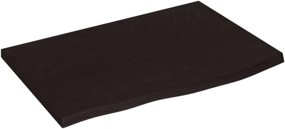 vidaXL Dark Grey Bathroom Countertop, 60x40x2 cm, Treated Solid Oak Wood, Handmade, Versatile Use as Vanity Top, Shelf, Cabinet Top, Desk Top, Table Top