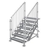 Scafom-rux escaleras piscina personas mayores “Confort Plus” [1 Metro | Rux-Super-System | incl. Kit] escaleras caracol - 1 metro de altura, 1m de ancho, 45 grados - Escaleras de exterior