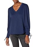 Jessica Simpson Women's Mercer Lace Up Sleeve Top, Maritime Blue, X-Small