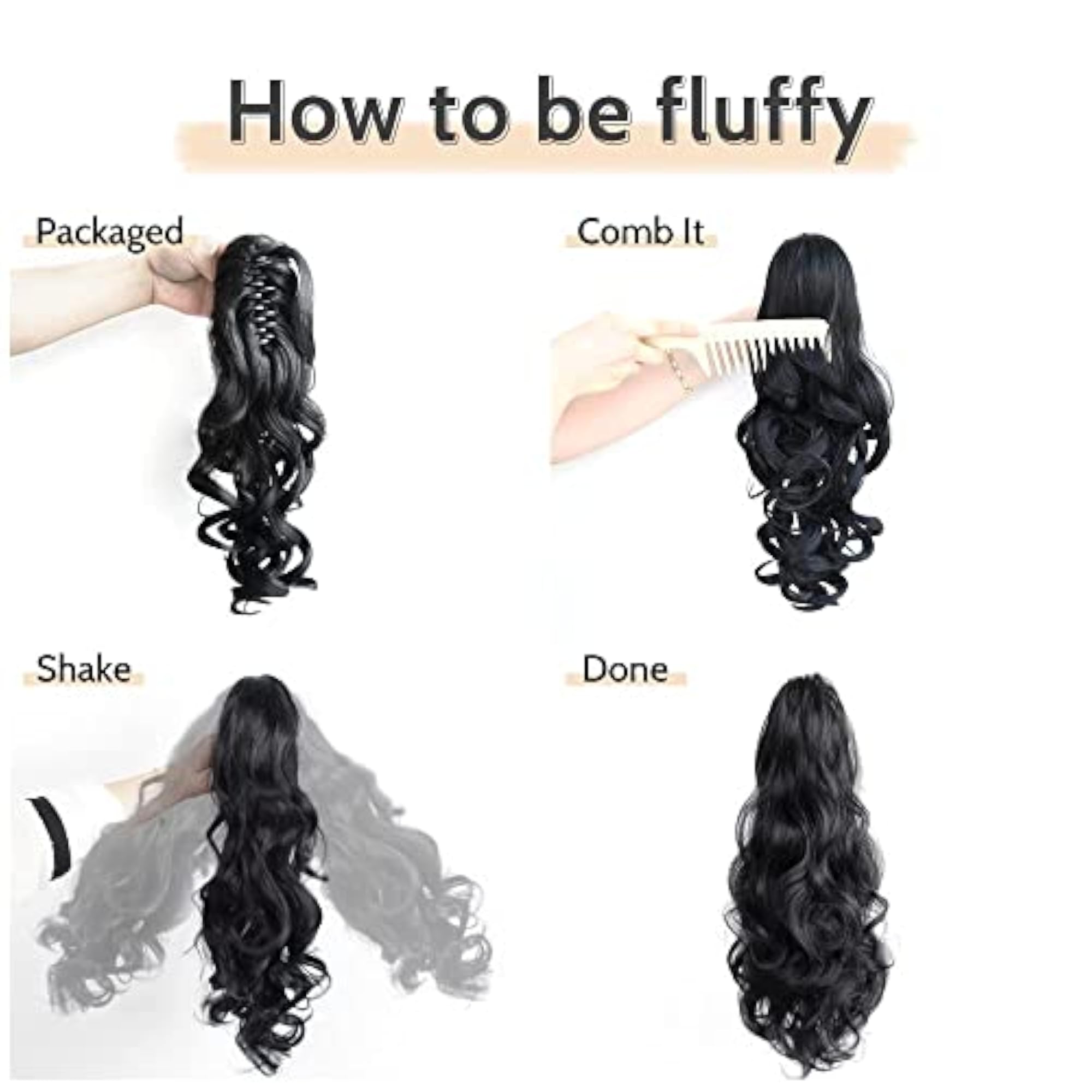 Wavy 22 Inch Long Brown Ponytail Claw Hair Extension