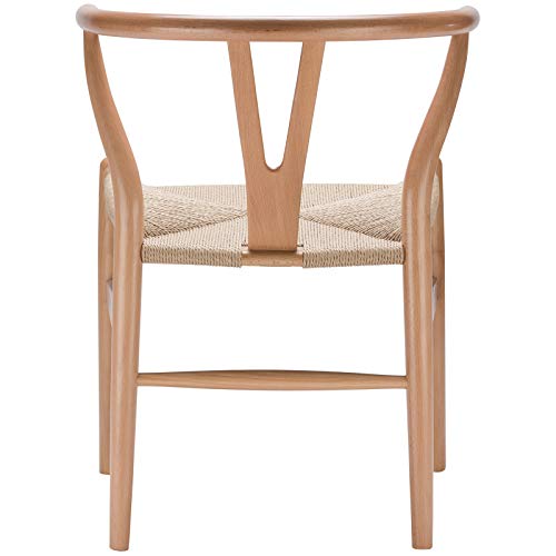 Poly And Bark Weave Modern Wooden Mid-Century Dining Chair, Hemp Seat, Natural (Set Of 2) #TOP4