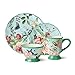Flora 16-Piece Dinnerware Set, Service for 4 – Includes Dinner Plates, Dessert Plates, Pedestal Mugs, and Pedestal Ice Cream Bowls with Vibrant Nature-Inspired Floral Designs