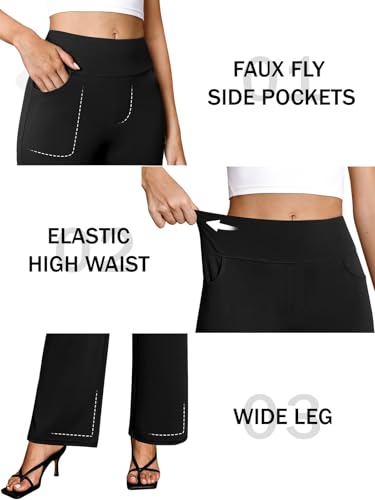 Wide Leg Yoga Pants Women Stretch Dress Work Pants with Pockets Lounge Casual Sweatpants3