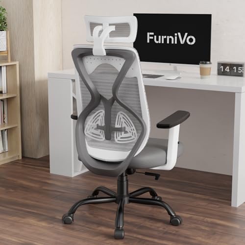 Image of Titan Ergonomic Office Chair for Home & Office | Adjustable Armrests | 120 Recline | Lumbar Support | Thick Cushioned Seat | Heavy-Duty Base | 3 Years Warranty (White Grey)