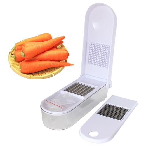 Cortador de patatas de acero inoxidable - cortador de verduras portátil eléctrico | Herramienta de cocina multifuncional antioxidante con 3 cuchillas para ajo, zanahoria, pepino, suministros de corte