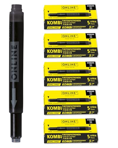 Online Juego de 25 cartuchos de tinta universales compatibles con todo tipo de plumas, también para pluma Lamy, color negro