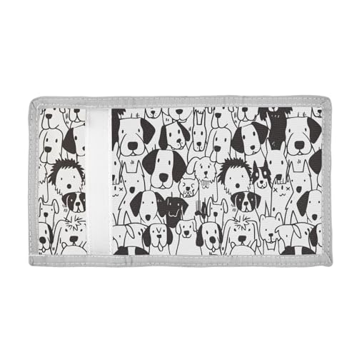 ALAZA Kids Wallets for Boys Girls Toddler Trifold Wallet Children Small Doodle Dogs Line Art with Zipper Coin Pocket2