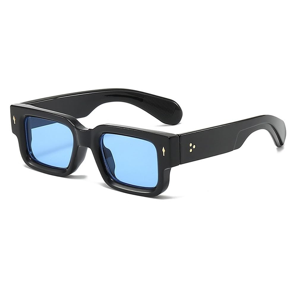 Occhiali da sole spessi alla moda per uomo e donna, occhiali da sole retrò con rivetti di tendenza.