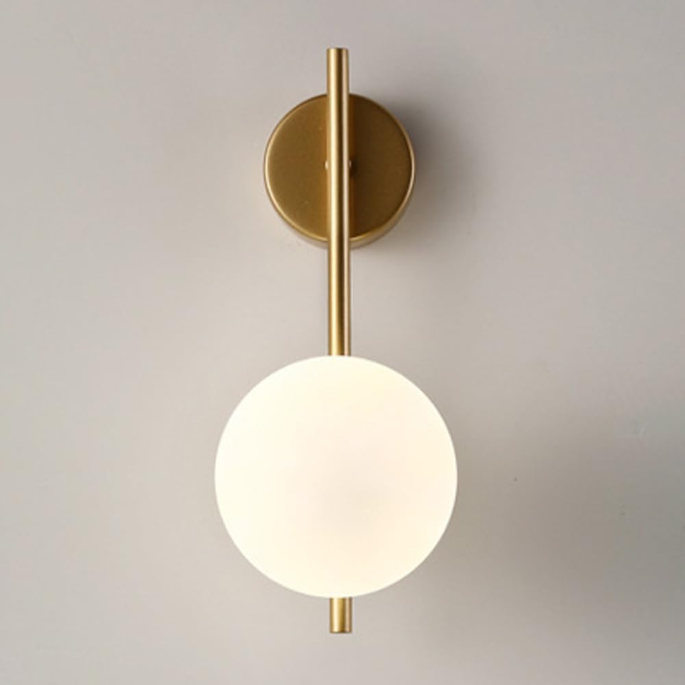 SXECAEPS Round Glass Wall Sconce Indoor Hardwired Bathroom Vanity Light Fixture with Globe Shade, G9 Socket Nordic Modern Lamps for Bedroom Bedside, 1-light
