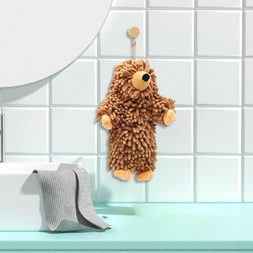 Toallas de felpa decorativas tipo felpilla para baño y cocina con oso infantil 4