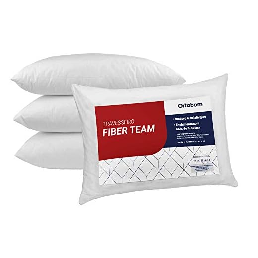 Kit Travesseiro 04 Peças Fiber Team Antialérgico com Fibra Siliconizada - Ortobom