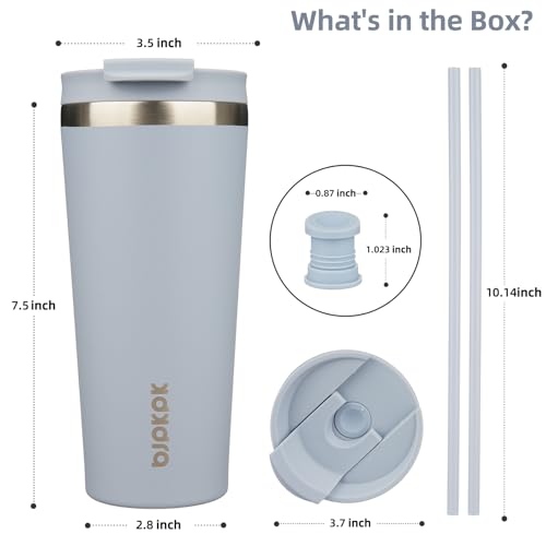 Image of BJPKPK 22 oz Coffee Tumbler with Straw, Insulated Stainless Steel Cup