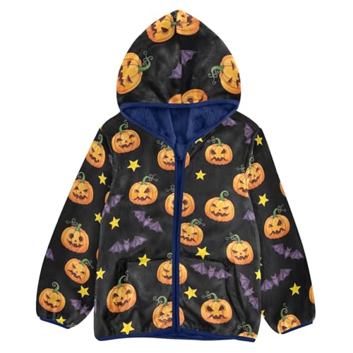 CHIFIGNO Halloween Pumpkins Toddler Zip up Hoodie, Soft Lightweight Fleece Jacket 3T