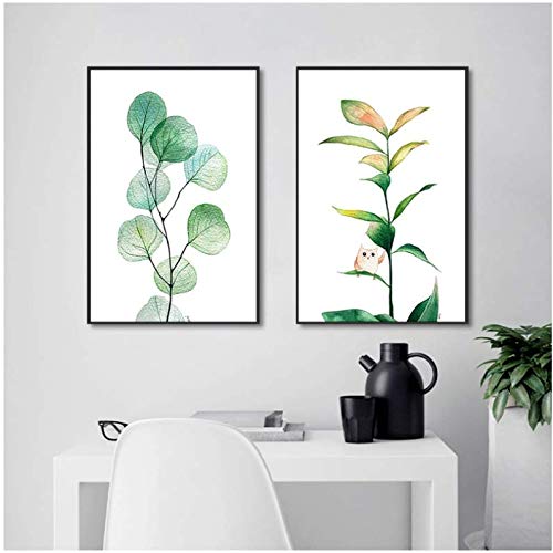 Mur photos pour salon décoration plante verte feuille toile peinture