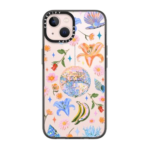 CASETiFY Compact iPhone 13 Case [4 ft. 2X Military Grade Drop Protection/Slim/Lightweight] - Disco Magic - Clear Black