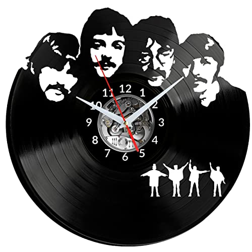 The Beatles Horloge murale en vinyle avec disque vinyle rétro Grande horloge style pièce Décoration d’intérieur Cadeau… - Les Beatles, Paul McCartney, John Lennon, RIngo Starr, George Harrison The Beatles Horloge murale en vinyle avec disque vinyle rétro Grande horloge style pièce Décoration d'intérieur Cadeau…