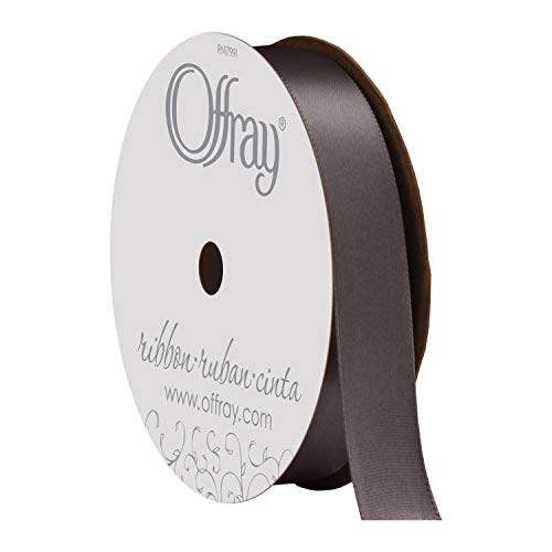 Berwick Offray 475942 5/8" Wide Single Face Satin Ribbon, Pewter Gray, 6 Yds