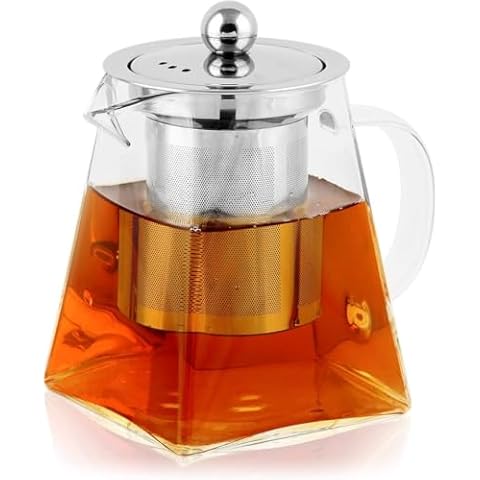 Spring Chef Square Borosilicate Glass Tea Pot with Infuser Cover