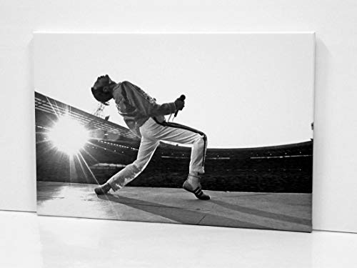 (P1046) LIENZO FREDDIE MERCURY- EN WEMBLEY .Impreso en Canvas de 320gr de algodón.Tensado Sobre Bastidor de Madera de Pino de 2 cm de Grosor -Acabado Mate (50x75cm)