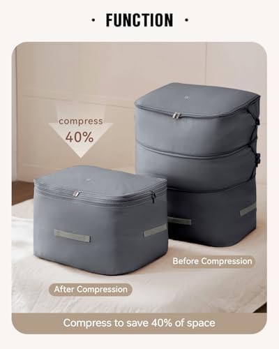 Eachy 3-Pack Comforter Storage Bag Blanket Storage Bags, Compression Storage Bags for Blanket Comforter, Ultra Space Saving Self Compression Organizer