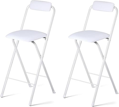 Taburete plegable portátil de 2 piezas con asientos acolchados, silla plegable pequeña y alta de 29.5 pulgadas, escritorio de guitarra de oficina,