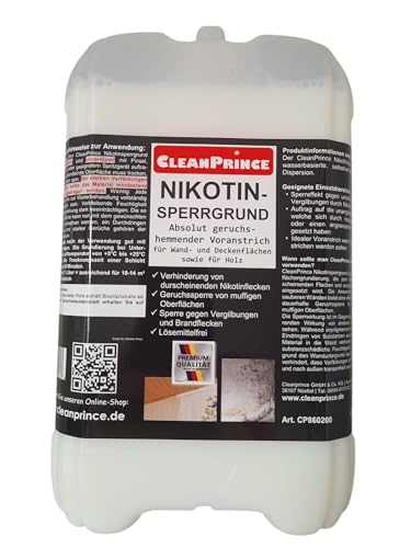 CleanPrince Nikotin-Sperrgrund 10 Liter | Voranstrich Grundierung für Wand und Holz