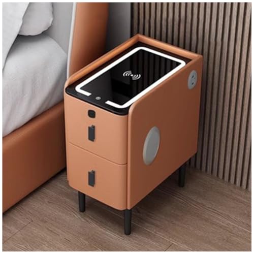 Table de chevet LED moderne HJMMHX avec chargement sans fil et tiroirs de rangement pour chambre
