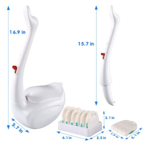 Effacera Disposable Toilet Bowl Brush Holder Cleaning System, Toilet Refills Flushable Fresh For Bathroom Scrubber Cleaning Supplies, Swan Toilet Brush Starter Kit, 1 Wand+1 Holder+54 Refills #TOP2